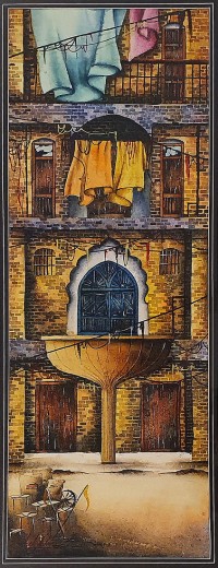 Aisha Khan, 12 x 30 Inch, Watercolor on Paper, Cityscape Painting, AC-AHK-009